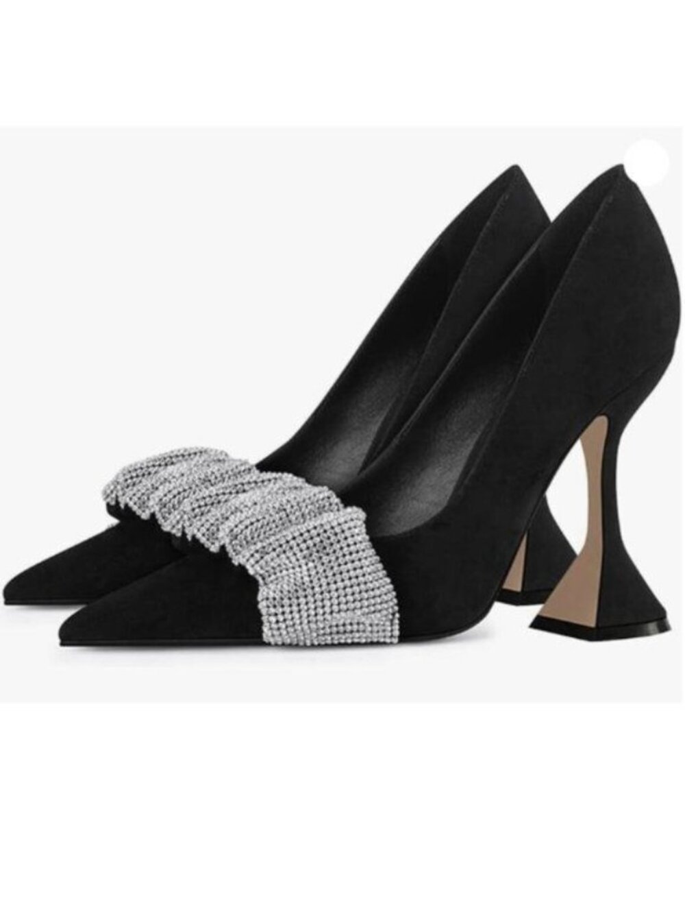 YDN Women Pointed Toe Slip on Pumps Special Kitten High Heel Shoes Black Shoes